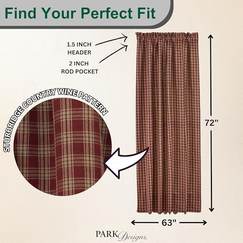 Park Designs Sturbridge Country Wine Panel Curtains 72x63