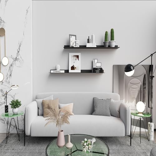Metal Floating Shelves Set of 2 24 Inch Matte Black