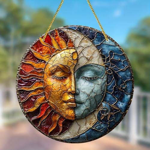 ZIEKEER 8x8 Inch Yin Yang Sun Moon Acrylic Wall Ornament