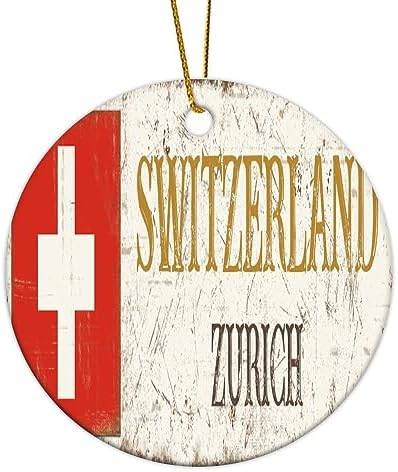 Switzerland Zurich Ceramic Christmas Ornament 3 Inch