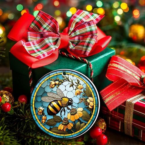 Bee Christmas Ornament 315 Inch Acrylic Round Tree Decor