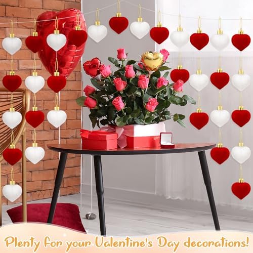 12 Pcs Valentines Day Velvet Heart Ornaments