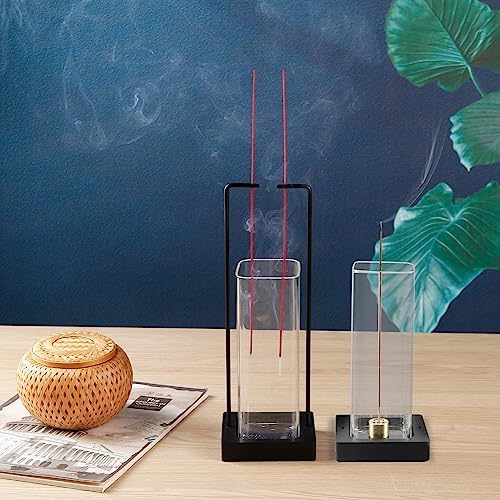 Hukalw Incense Holder for Sticks with Glass Ash Catcher