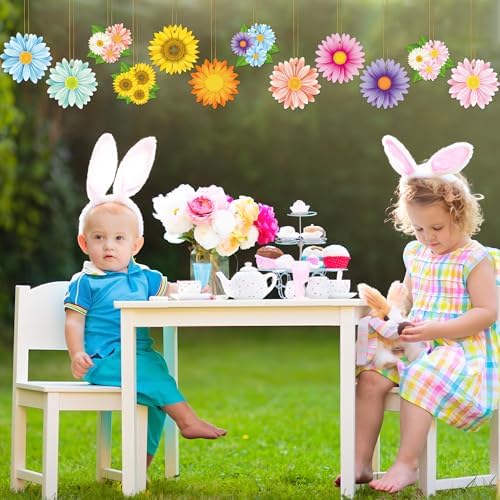 36PCS Spring Flower Hanging Decorations with Rope