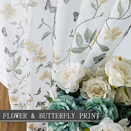Tollpiz Sheer Floral Tier Curtains Set of 2