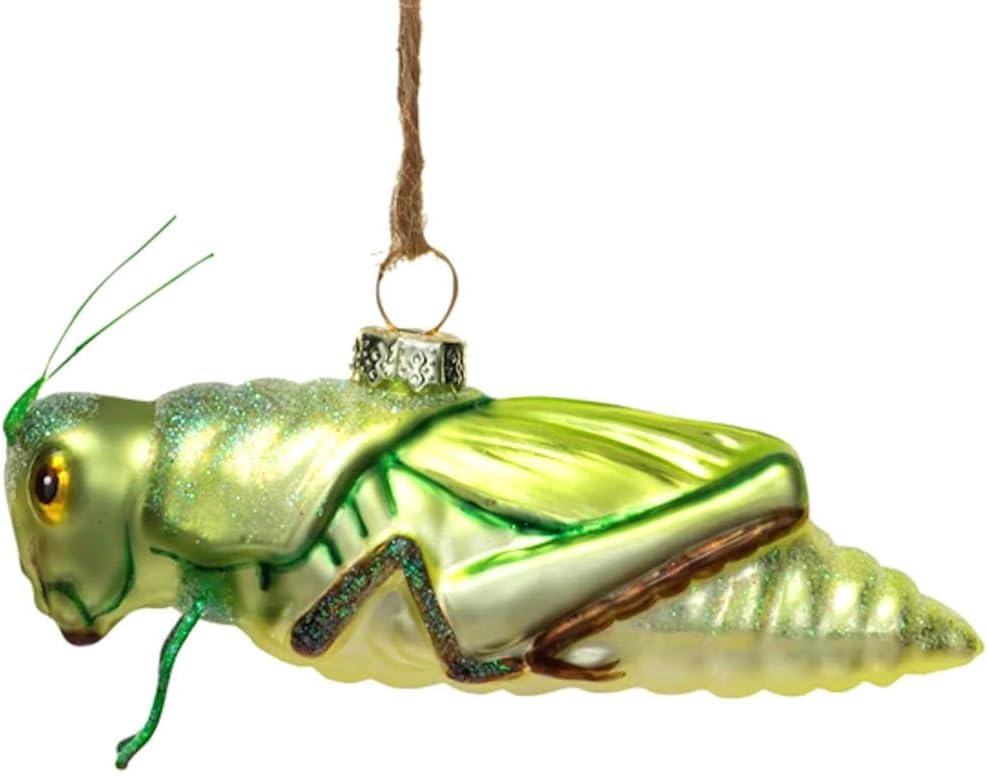 The Bridge Collection 5 Inch Hand Painted Glass Grasshopper Christmas Ornament