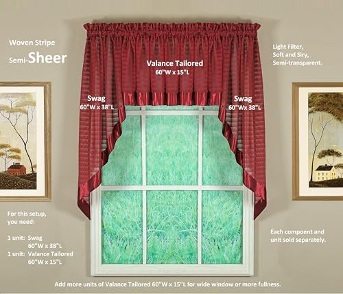 Todays Curtain Silhouette Stripe Sheer Swag 38 Burgundy