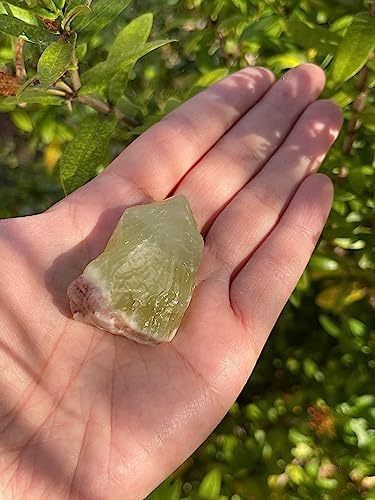 3 Pcs Green Calcite Rough Natural Stones for Lapidary and Meditation