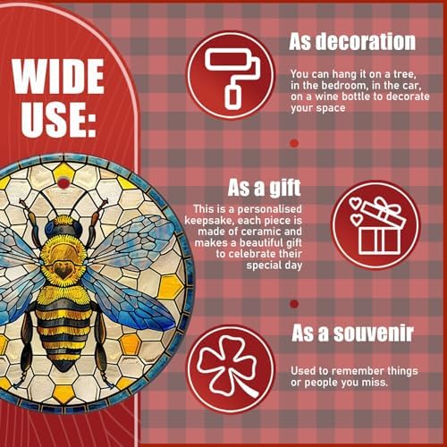 Gelyijix Funny Stained Glass Bee Christmas Ornament