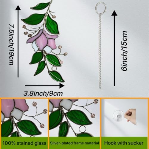 Handmade Rose Stained Glass Suncatcher Decor