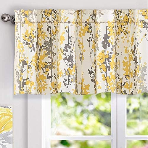 DriftAway Leah Abstract Floral Blossom Thermal Insulated Window Curtain Valance 52x18 Inches