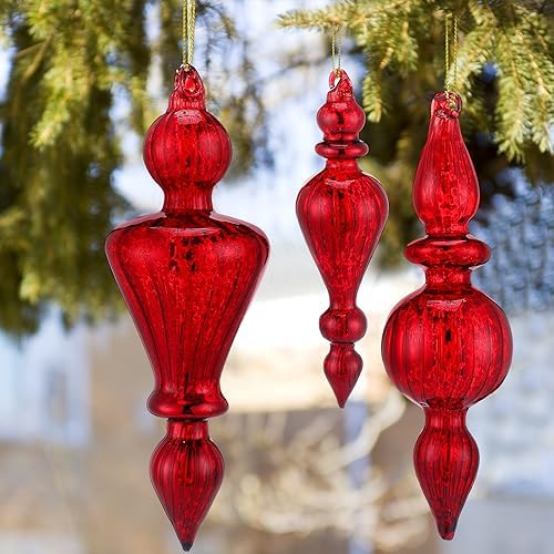 Mifoci 8 Pcs 6 Inch Mercury Glass Finials Christmas Ornaments