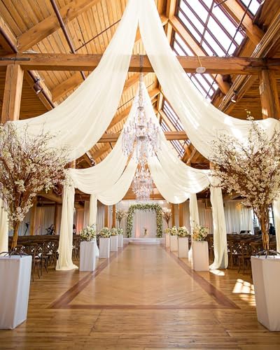 6 Panels Ivory Ceiling Drapes for Wedding
