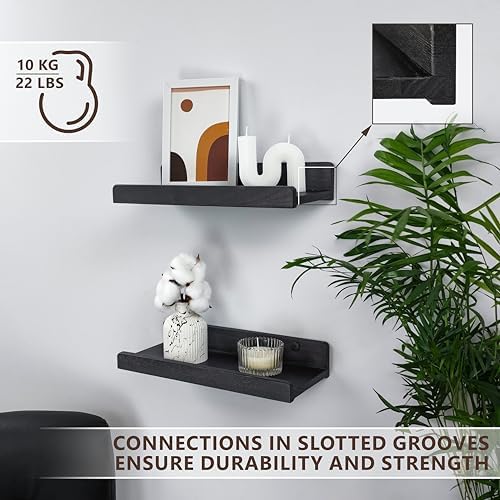 Wood Wedge Floating Shelves 12 Inch Set of 2