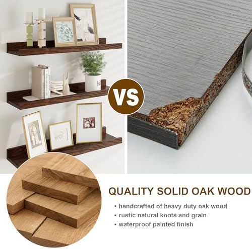 Floating Picture Ledge Shelves Set of 2 55 Inch Solid Oak