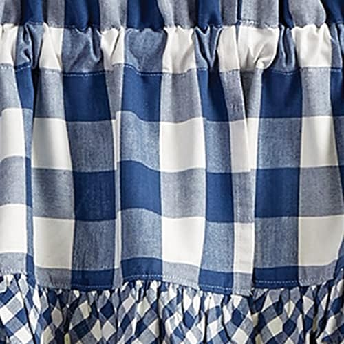 Park Designs Buffalo Check Ruffled Swags - China Blue 72x36 Unlined Curtains