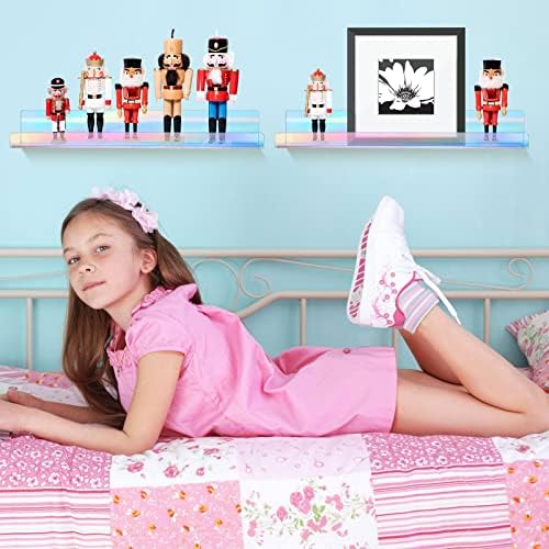 Blulu 8 Pack 14 Inch Acrylic Floating Shelf for Wall Mounting