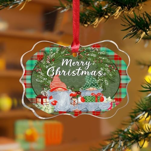 3 Inch Clear Acrylic Christmas Gnome Ornament 2023