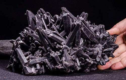 Raw Black Crystal Quartz Cluster for Indoor Fountain