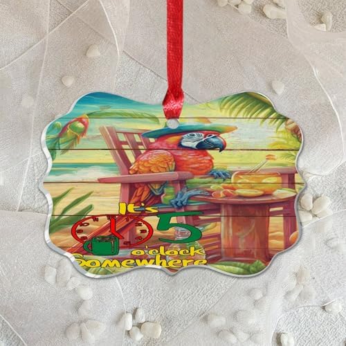 3 Inch Acrylic Christmas Ornaments 2024 Decorative Parrot Flamingo Baubles
