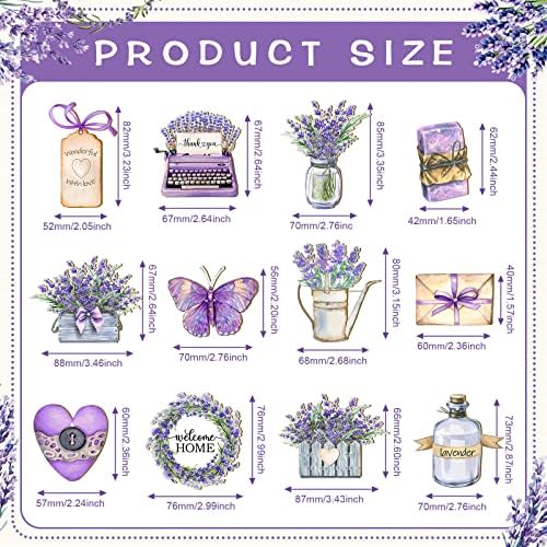 Maitys 36 Pcs Purple Lavender Wooden Tree Ornaments