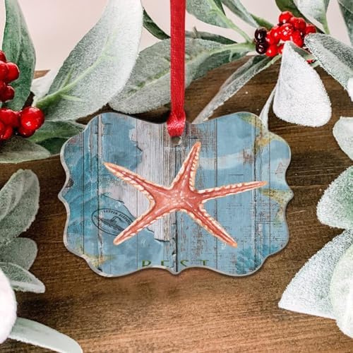3 Acrylic Christmas Ornaments 2024 Nautical Starfish Decor Hanging Baubles
