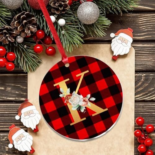 2023 Acrylic Christmas Ornaments with Gold Glitter Initial K
