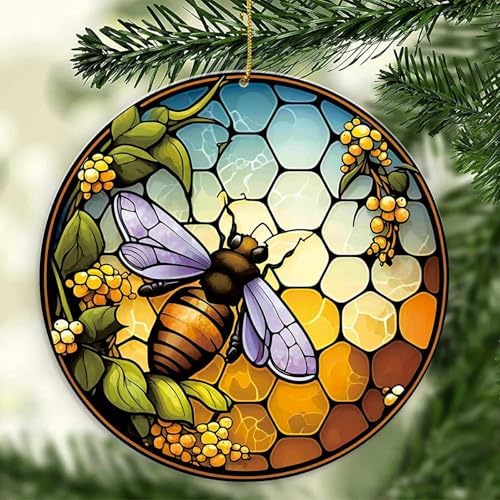 Floral Bee Christmas Tree Decor 2024 Hanging Ornament