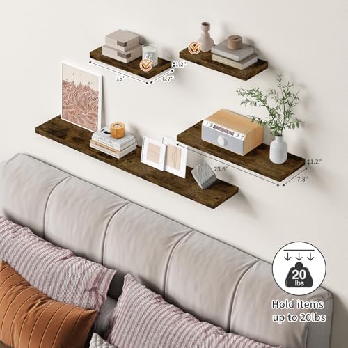 Forbena Rustic Brown Floating Shelves Set of 3
