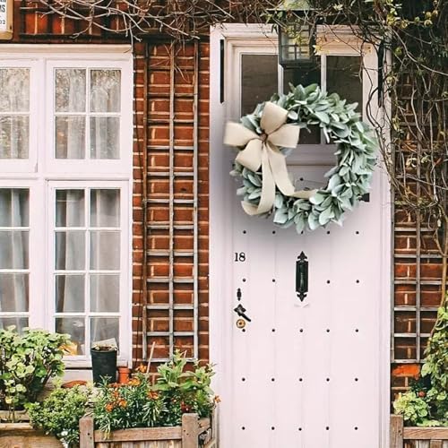 Lambs Ear Teardrop Front Door Wreath