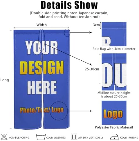 Leowefowa Custom Double Sided Noren Curtain for Doorway Partition
