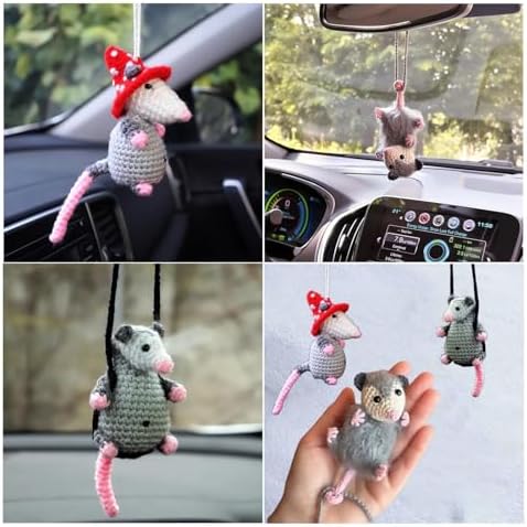 Possum Car Charm Cute Handmade Knitted Car Pendant