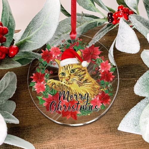 3 Inch Clear Acrylic Christmas Ornaments with Santa Hat