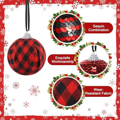 Liliful 30 Pcs Christmas Hanging Balls Red Black Set
