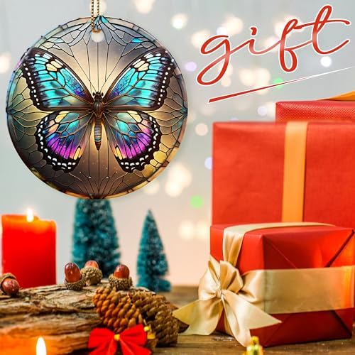Colorful Ceramic Butterfly Christmas Ornament for Tree