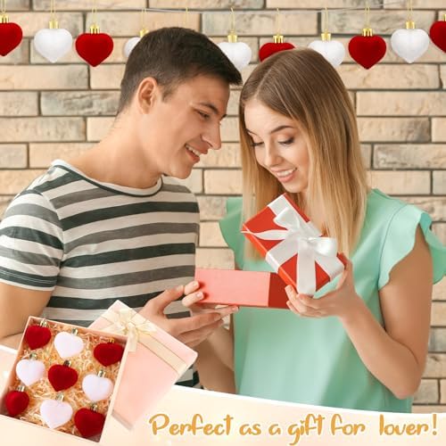 12 Pcs Valentines Day Velvet Heart Ornaments