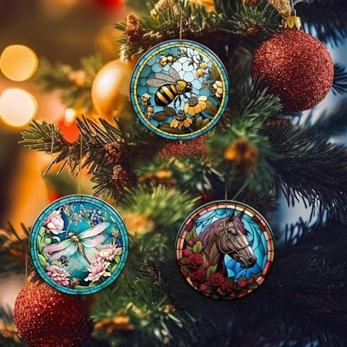 Bee Christmas Ornament 315 Inch Acrylic Round Tree Decor