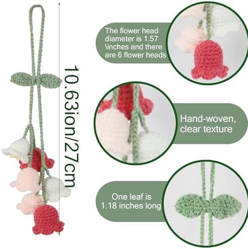 Pink Crochet Flower Car Hanging Ornament