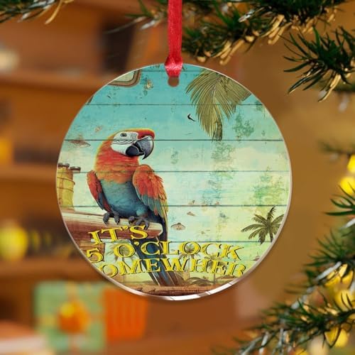 3 Inch Acrylic Christmas Ornaments 2024 Flamingo Decorative Hanging Baubles