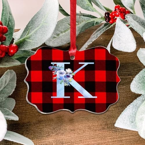 Acrylic Christmas Ornaments 2023 Monogram Initial K Hanging Baubles