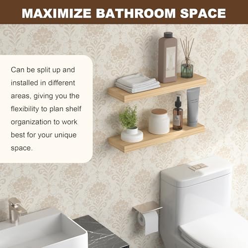 AZSKY Floating Shelves Wall Mount 16 Inch Set of 2