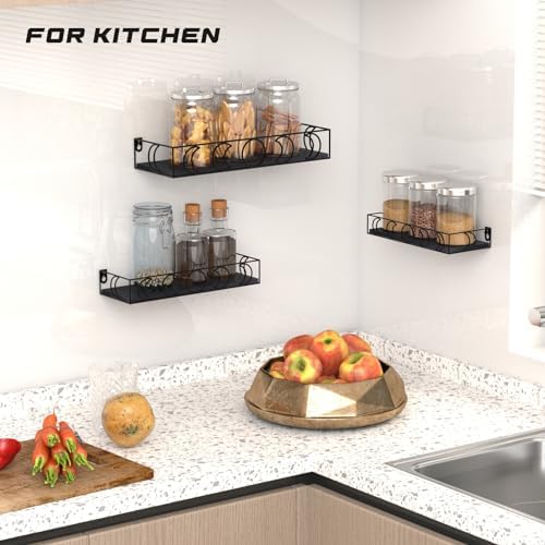 Moon Phase Wall Shelves Black 3 Pack Floating Book Shelves