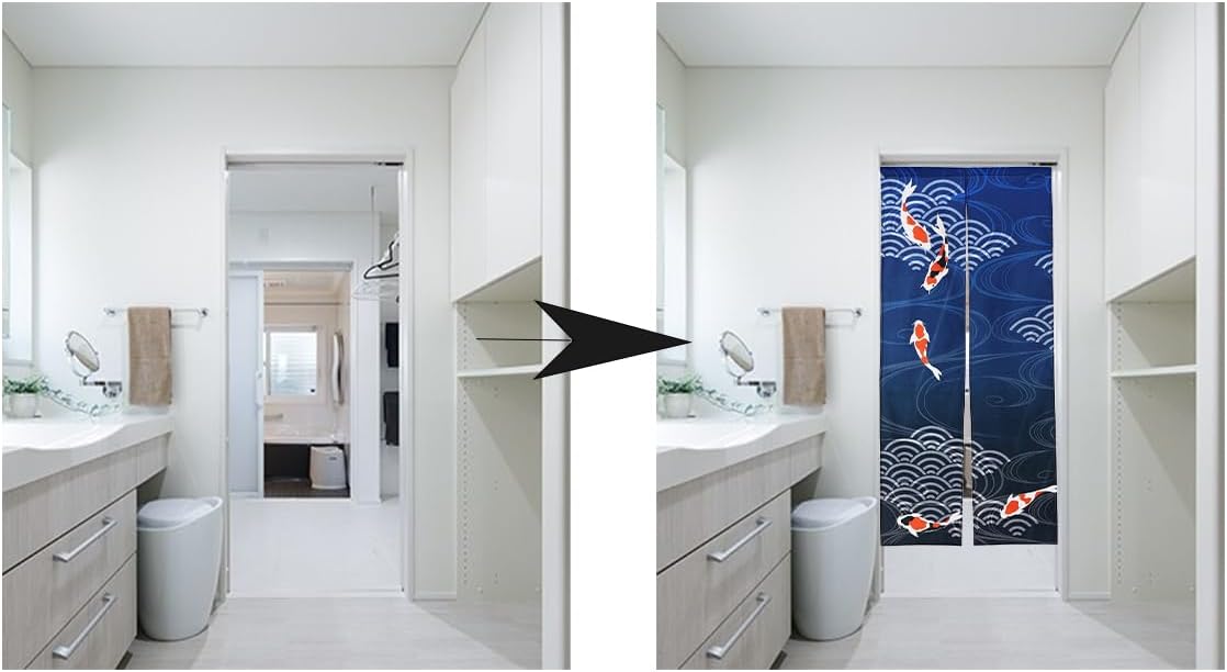 nextdesign Noren Doorway Curtain with Nishikigoi Carp Pattern