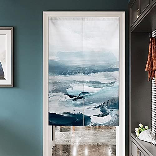 Japanese Noren Door Curtain Abstract Ocean Blue Art Panel