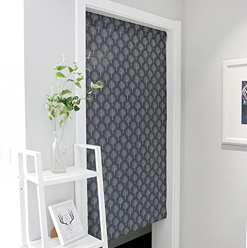 Huamengoo Door Curtain Panel Geometric Curtain Grey Tree