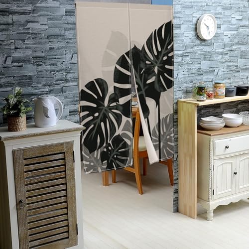 Leowefowa Japanese Noren Door Curtain Tropical Leaves Design 283x472 Inch