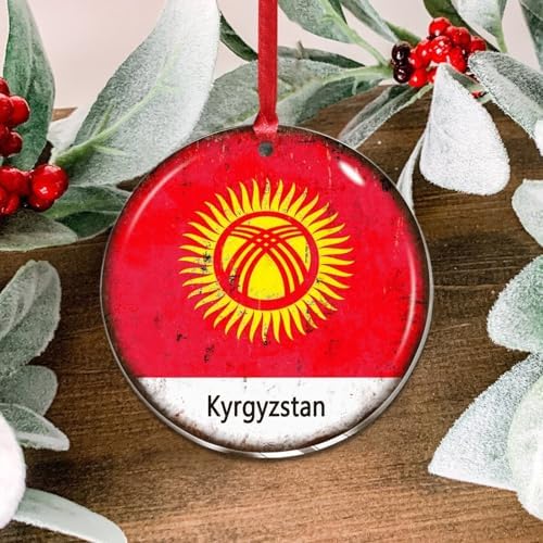 3 inch Acrylic Christmas Ornaments 2024 Kyrgyzstan Flag Decor