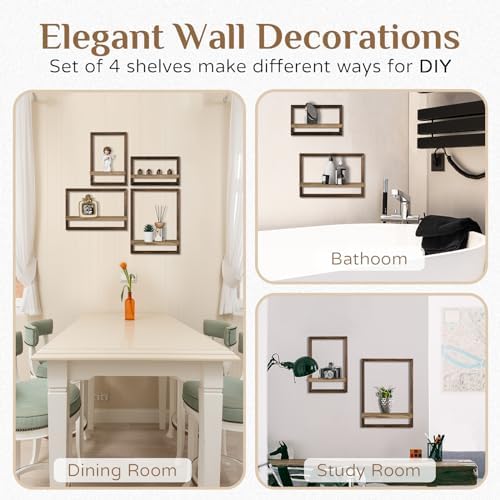 Walasis Rustic Floating Wall Shelves Set of 4