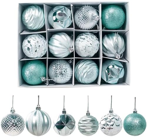 12PCS Flocked Christmas Balls 2023