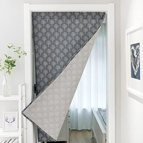 Huamengoo Door Curtain Panel Geometric Curtain Grey Tree